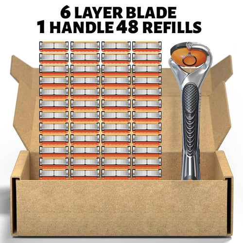 QIAWI™ 48-Piece Men's Razor Blade Set: Free Handle + Ultra Sharp Steel for Smooth Shaving