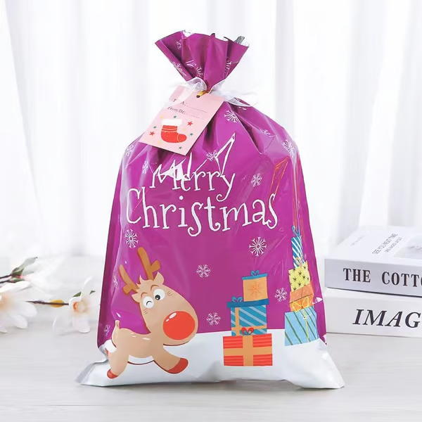๐Xmas Drawstring Bags Set (L/S) - Santa/Snowflake, Durable for Gifts/Treats/Decor