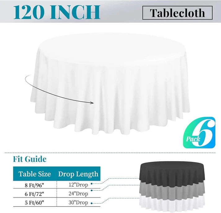 Premium Gathering Tablecloth-🎁5 Pack Round Tablecloth Polyester Table Cloth 108 inch