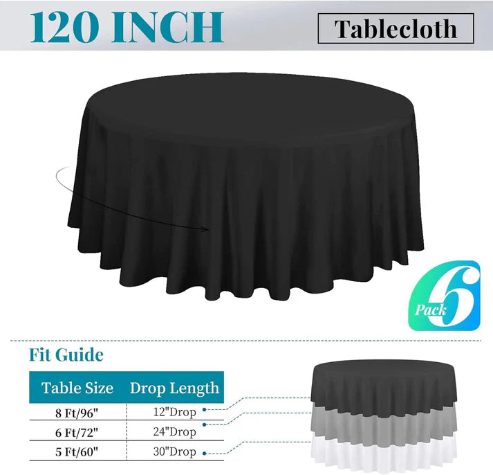 Premium Gathering Tablecloth-🎁5 Pack Round Tablecloth Polyester Table Cloth 108 inch