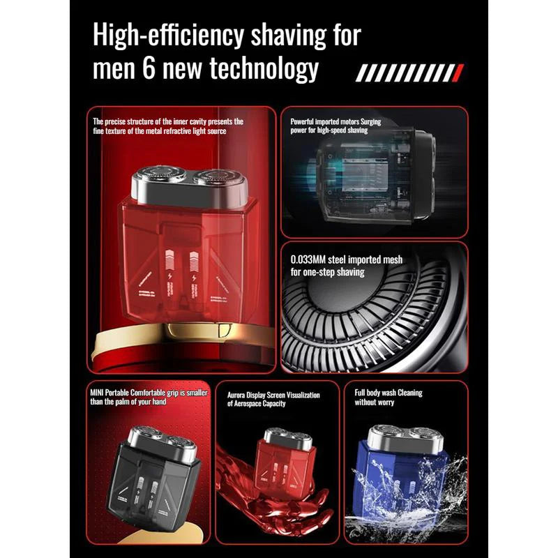 Men’s Portable Electric Shaver (Upgraded) – Transparent Design, Dual Motor, Twin-Blade Set