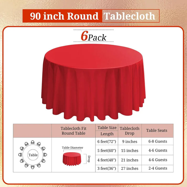 Premium Gathering Tablecloth-🎁5 Pack Round Tablecloth Polyester Table Cloth 108 inch
