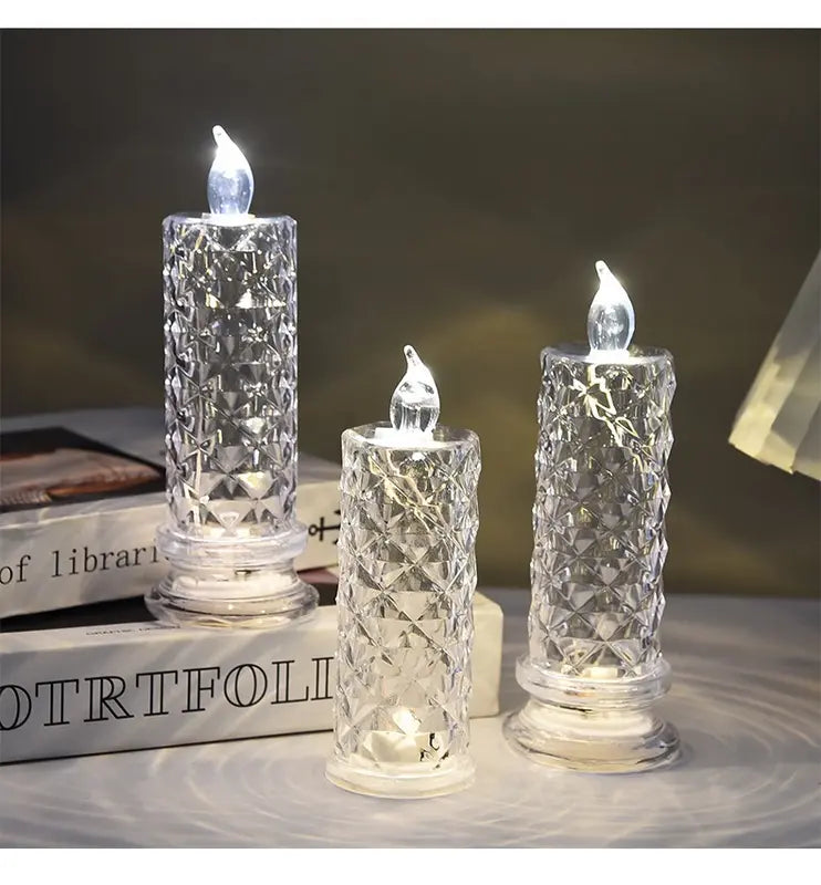 AQA™ Crystal LED Candle Set – Warm Flickering Glow for Date Nights, Parties & Home Decor