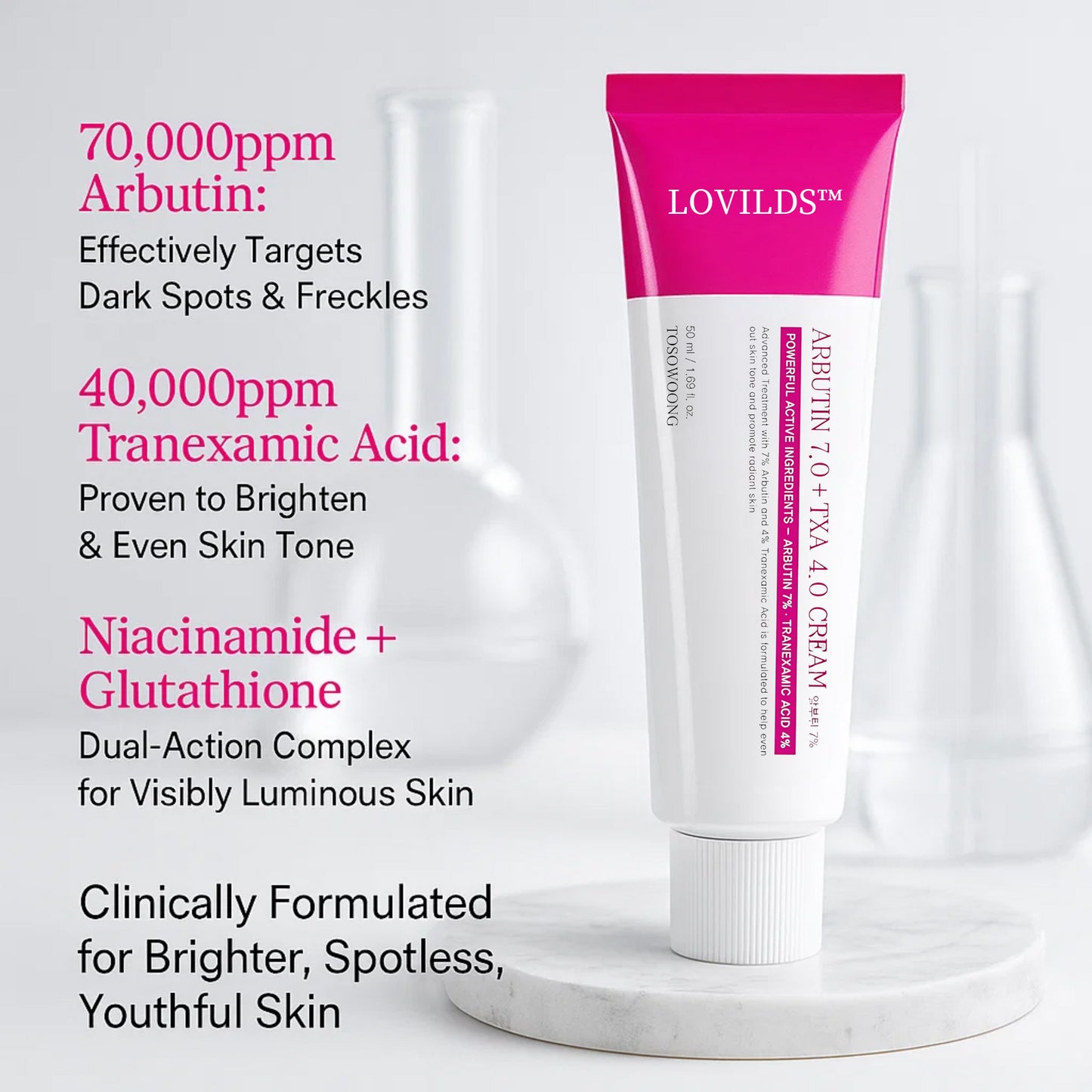 LOVILDS™ Revive Cream: Abutin 7% + Traneaxamic Acid 4%