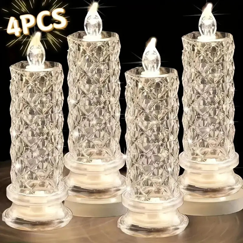 AQA™ Crystal LED Candle Set – Warm Flickering Glow for Date Nights, Parties & Home Decor