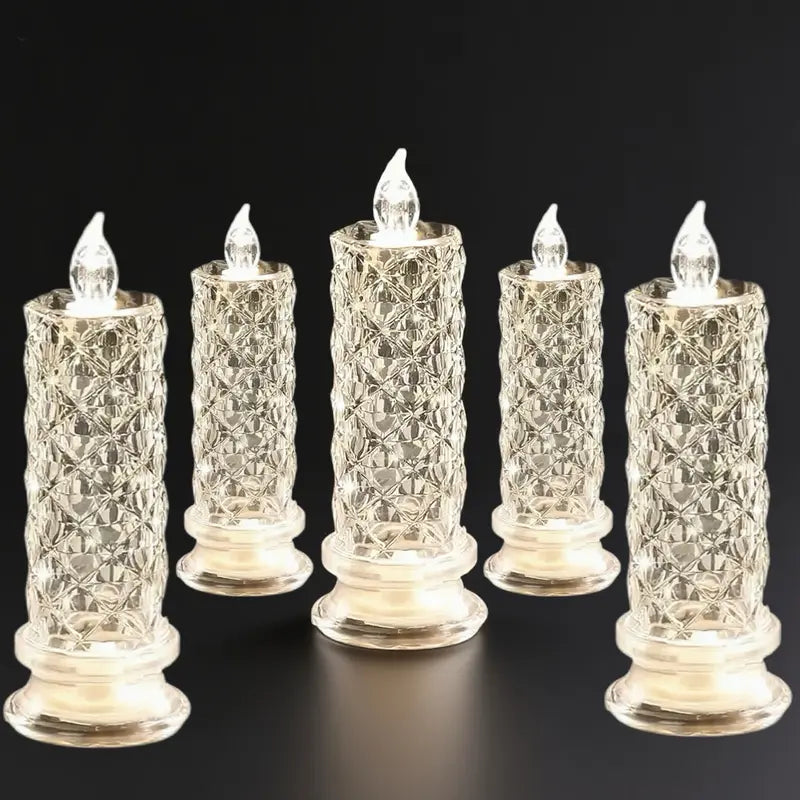 AQA™ Crystal LED Candle Set – Warm Flickering Glow for Date Nights, Parties & Home Decor