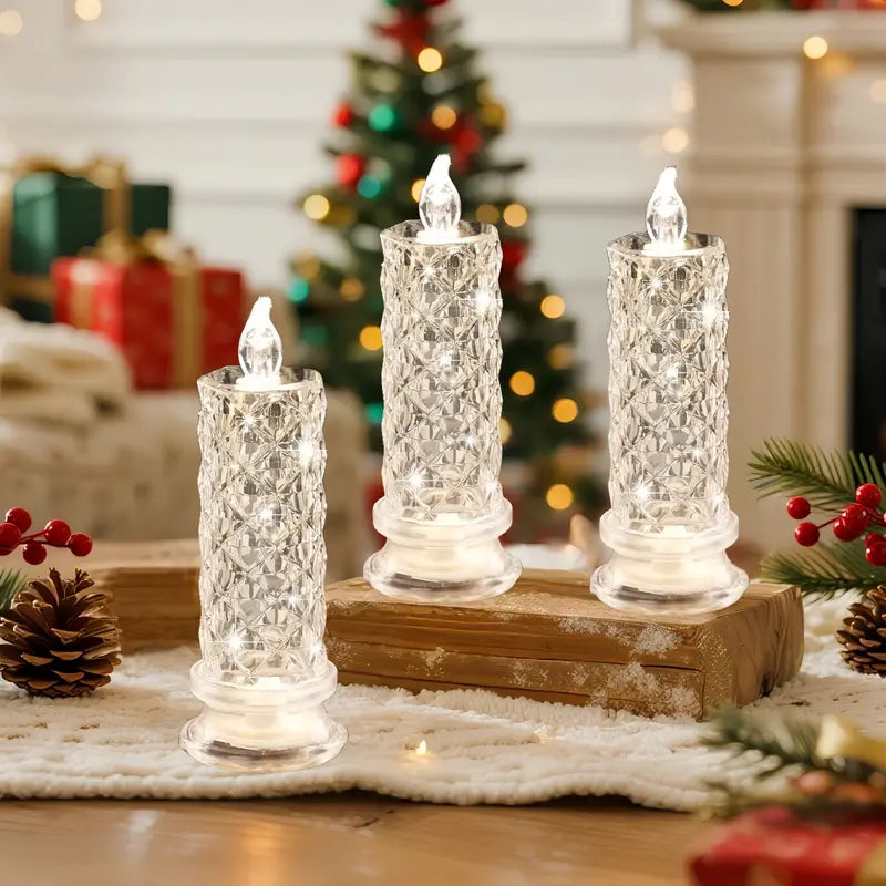 AQA™ Crystal LED Candle Set – Warm Flickering Glow for Date Nights, Parties & Home Decor