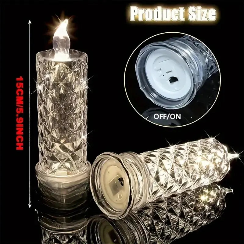 AQA™ Crystal LED Candle Set – Warm Flickering Glow for Date Nights, Parties & Home Decor
