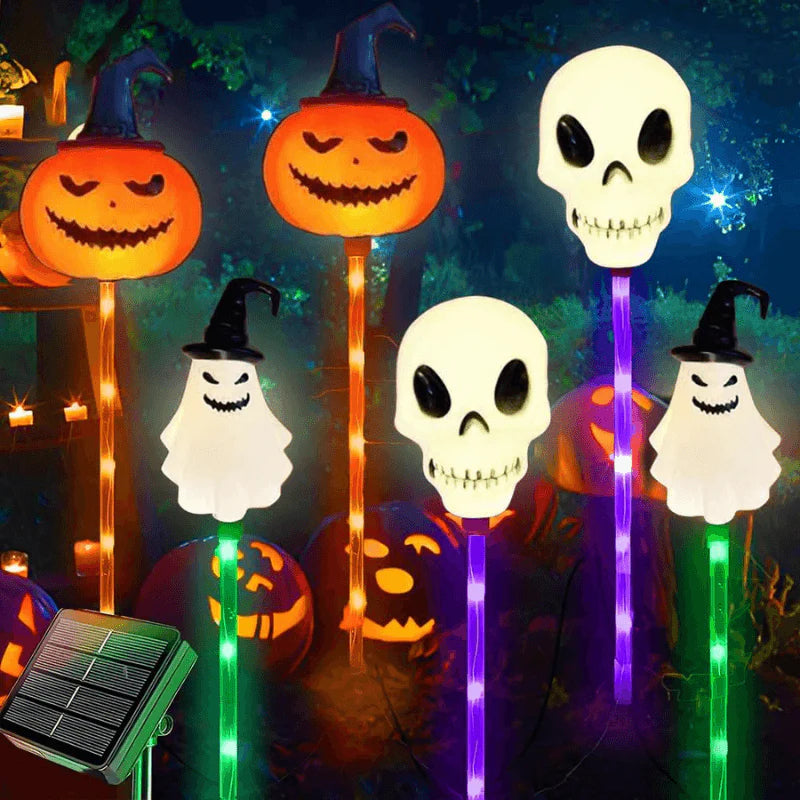 QIAWI™ Solar-Power Skull Candle Light Halloween Pathway Decor