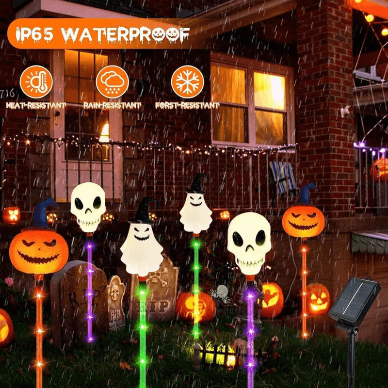 QIAWI™ Solar-Power Skull Candle Light Halloween Pathway Decor