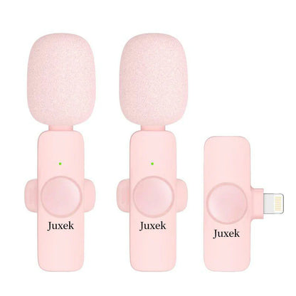 2 Pcs Pink Wireless Lavalier Mini Microphone for phone pad, Professional Lapel Mics