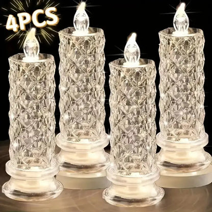 AQA™ Crystal LED Candle Set – Warm Flickering Glow for Date Nights, Parties & Home Decor