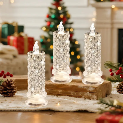 AQA™ Crystal LED Candle Set – Warm Flickering Glow for Date Nights, Parties & Home Decor