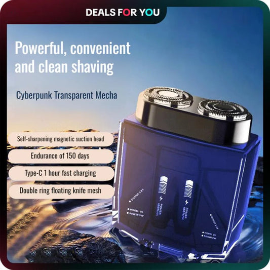 Men’s Portable Electric Shaver (Upgraded) – Transparent Design, Dual Motor, Twin-Blade Set